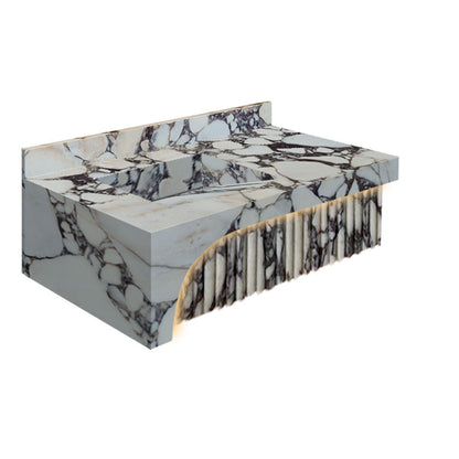 TCSC | Calacatta Viola Marble Wall-mount Bathroom Sink Hidden Drain Set of 2