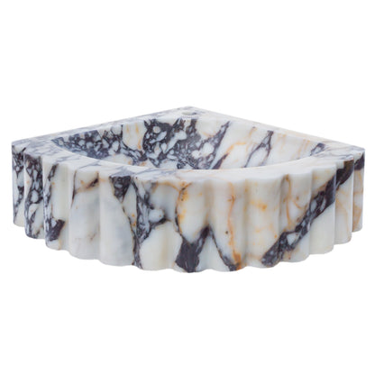 TCSC | Calacatta Viola Marble Wall-mount Bathroom Corner Vanity Sink Ribbed (W)20" (L)20" (H)7"