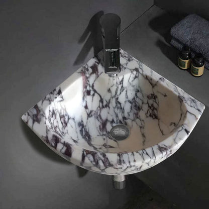 TCSC | Calacatta Viola Marble Wall-mount Bathroom Corner Vanity Sink (W)12" (L)12" (H)6"