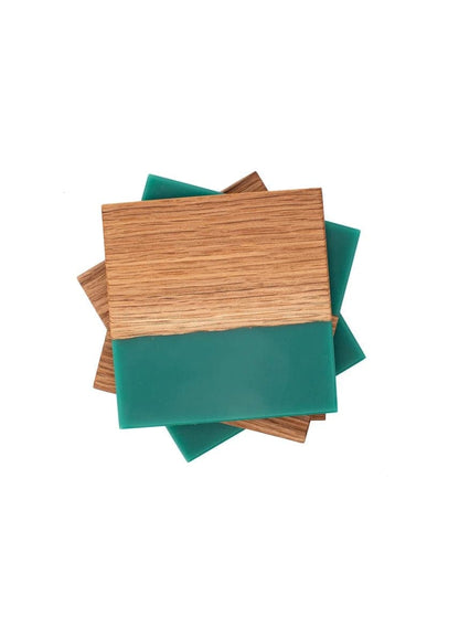 The Carpentry Shop Co., LLC Carpentry & Woodworking Green Epoxy and Oak Coaster Set