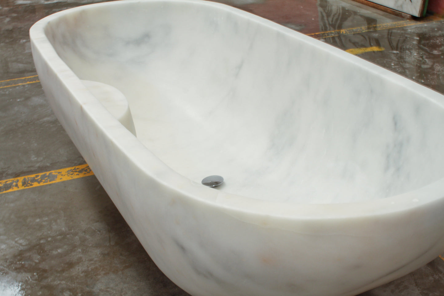 TCSC | Bianco Carrara White Marble Bathtub Hand-carved from Solid Marble Block (W)30" (L)70" (H)20"