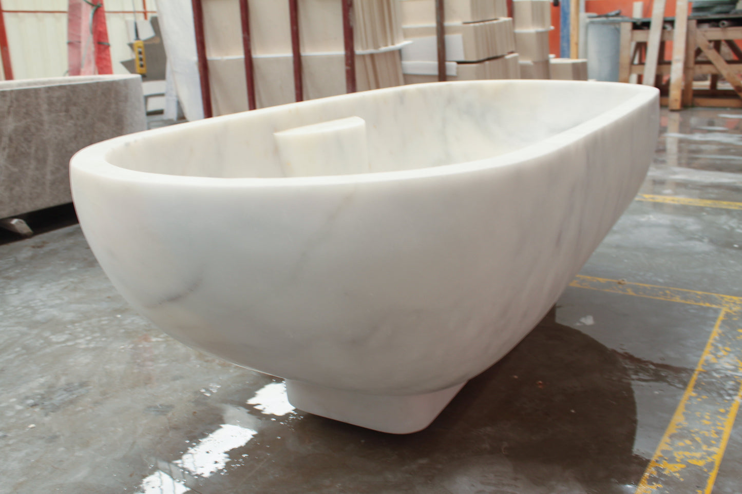 TCSC | Bianco Carrara White Marble Bathtub Hand-carved from Solid Marble Block (W)30" (L)70" (H)20"