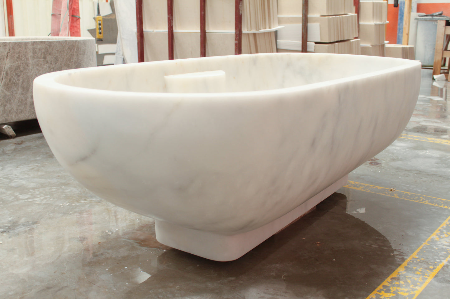 TCSC | Bianco Carrara White Marble Bathtub Hand-carved from Solid Marble Block (W)30" (L)70" (H)20"