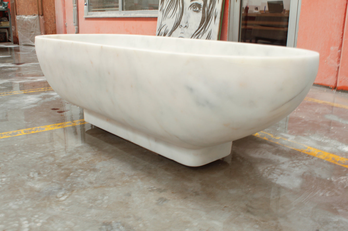 TCSC | Bianco Carrara White Marble Bathtub Hand-carved from Solid Marble Block (W)30" (L)70" (H)20"