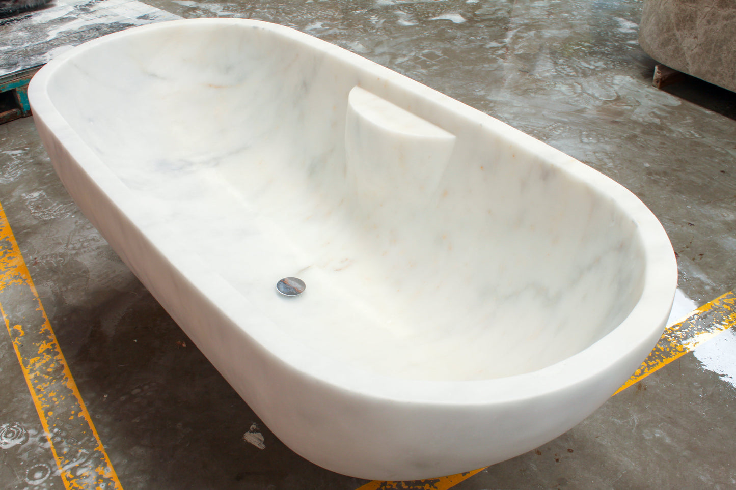 TCSC | Bianco Carrara White Marble Bathtub Hand-carved from Solid Marble Block (W)30" (L)70" (H)20"