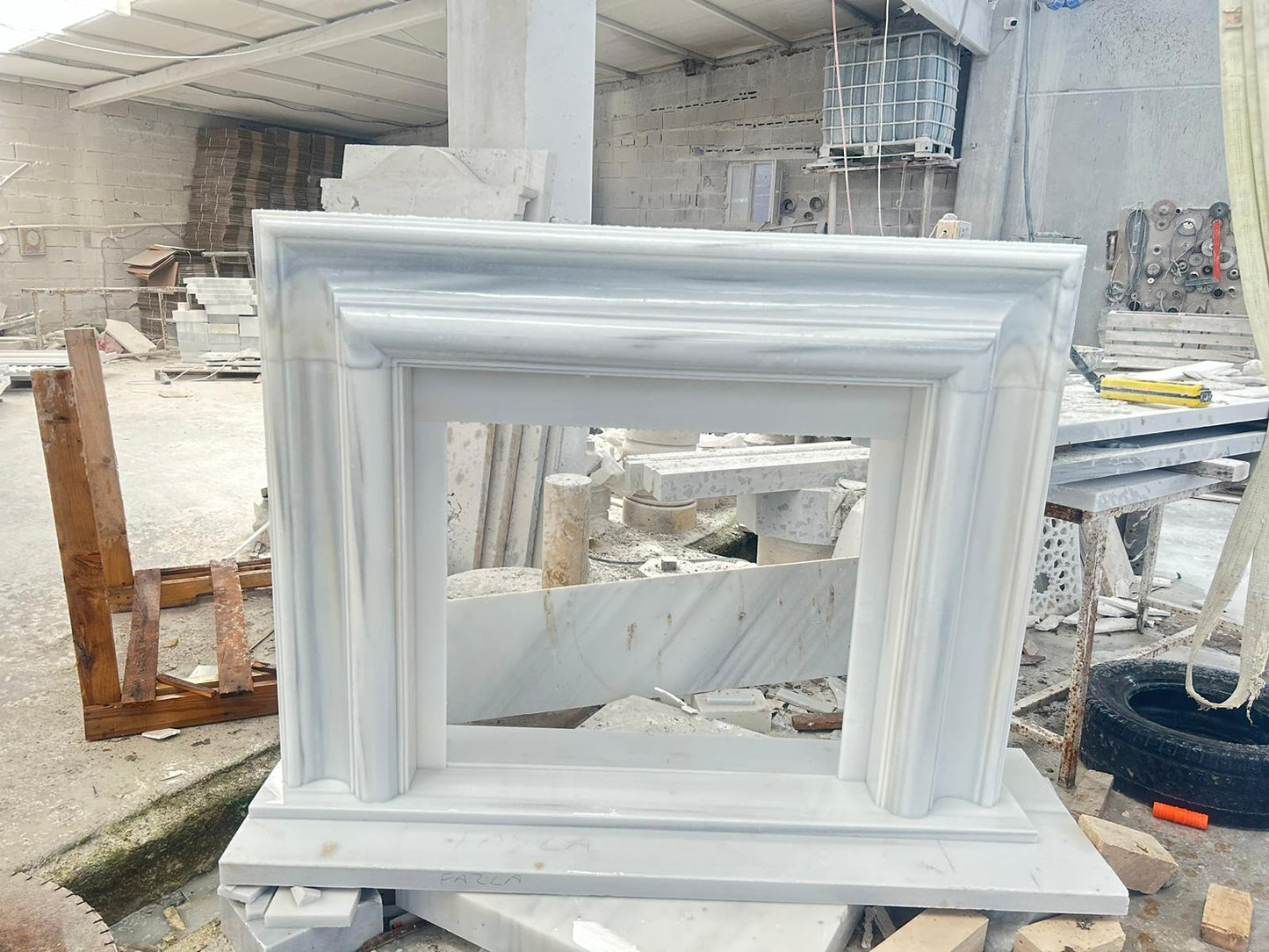 Carrara White Marble Hand-carved Fireplace Mantel Polished (W)14" (L)67" (H)69"