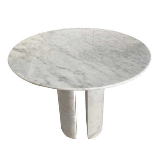 TCSC | Carrara White Marble Round Dining Table with Round Marble Legs (D)48" (H)36"