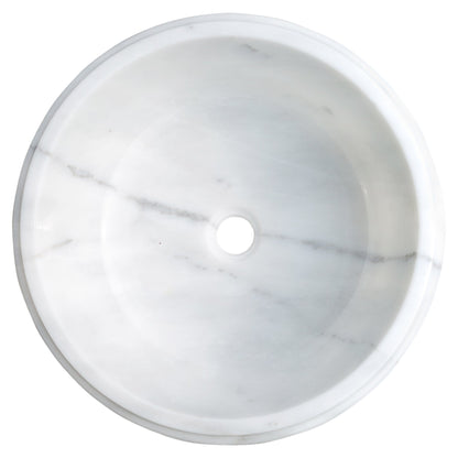 TCSC | Carrara White Marble Natural Stone Waterfall Drop-in or Above Vanity Sink (D)17" (H)6"