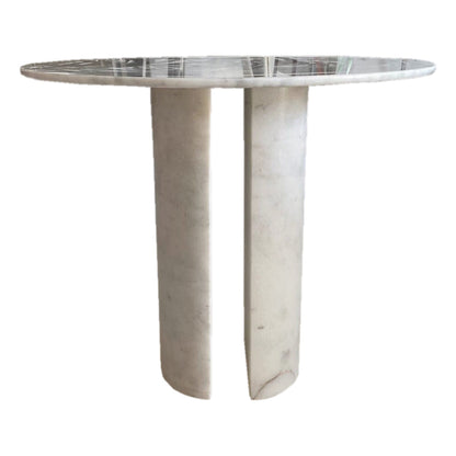 TCSC | Carrara White Marble End/Side Table with Marble Legs Polished (D)18" (H)22"