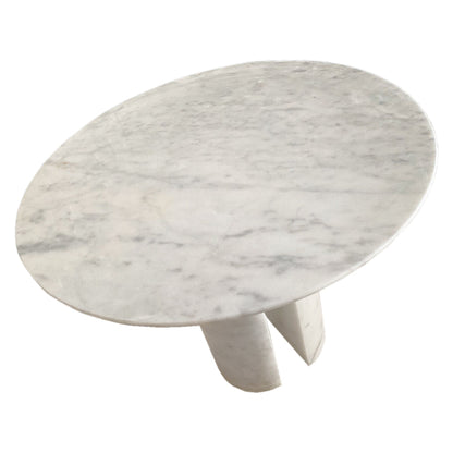 TCSC | Carrara White Marble End/Side Table with Marble Legs Polished (D)18" (H)22"