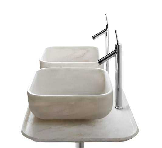 TCSC | Carrara White Marble Square Above Vanity Bathroom Sink Polished (W)17" (L)17" (H)6"