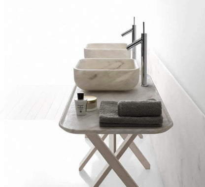 TCSC | Carrara White Marble Square Above Vanity Bathroom Sink Polished (W)17" (L)17" (H)6"