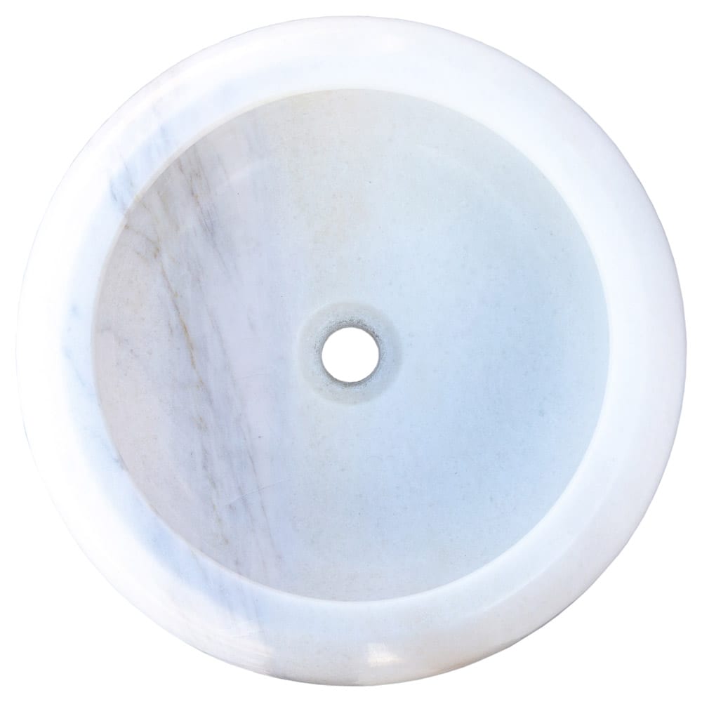 TCSC | Natural Stone Carrara White Marble Above Vanity Bathroom Sink Polished (D)15.5" (H)6"