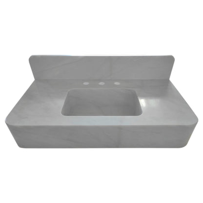 TCSC | Carrara White Marble Wall-mount Bathroom Sink with Backsplash (W)18" (L)36" (H)6"