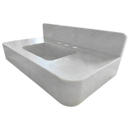 TCSC | Carrara White Marble Wall-mount Bathroom Sink with Backsplash (W)18" (L)36" (H)6"