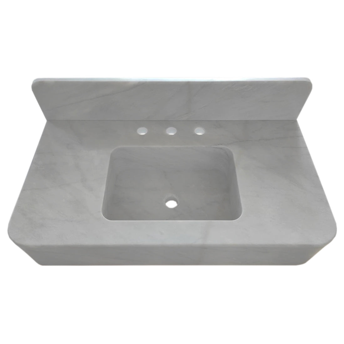 Carrara White Marble Wall-mount Bathroom Sink with Backsplash (W)18" (L)36" (H)6"