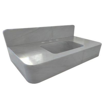 TCSC | Carrara White Marble Wall-mount Bathroom Sink with Backsplash (W)18" (L)36" (H)6"