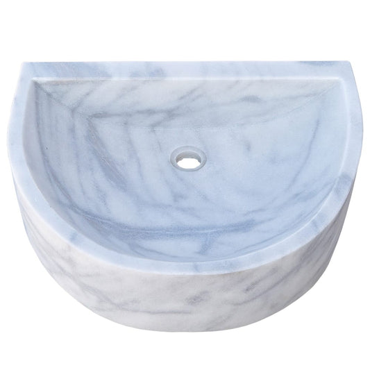 TCSC | Natural Stone Carrara White Marble Wall-Mount Bathroom Marble Sink (W)24" (L)20" (H)6"