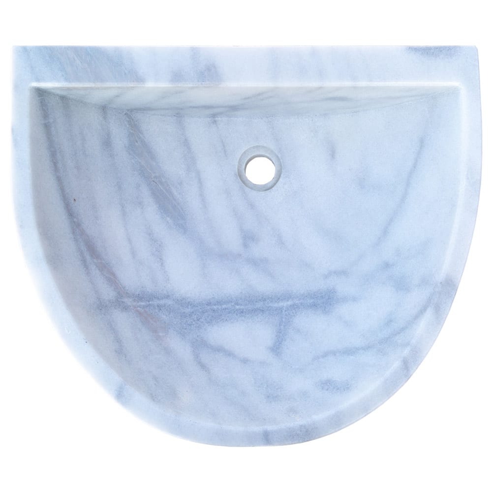 Natural Stone Carrara White Marble Wall-Mount Bathroom Marble Sink (W)24" (L)20" (H)6"