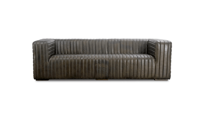 Moe's CASTLE SOFA- CHARRED OLIVE Organic Bookshelf Slab with Glass Shelves