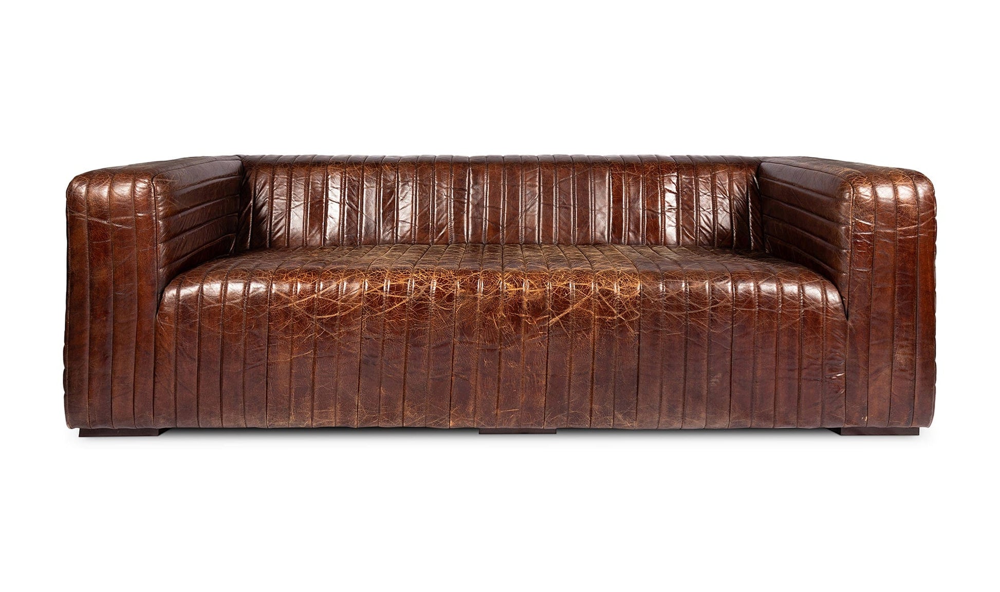 Moe's CASTLE SOFA- DARK BROWN Organic Bookshelf Slab with Glass Shelves