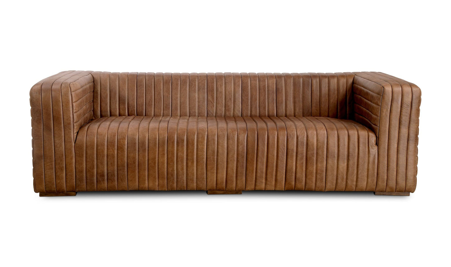 Moe's CASTLE SOFA- LIGHT BROWN Organic Bookshelf Slab with Glass Shelves