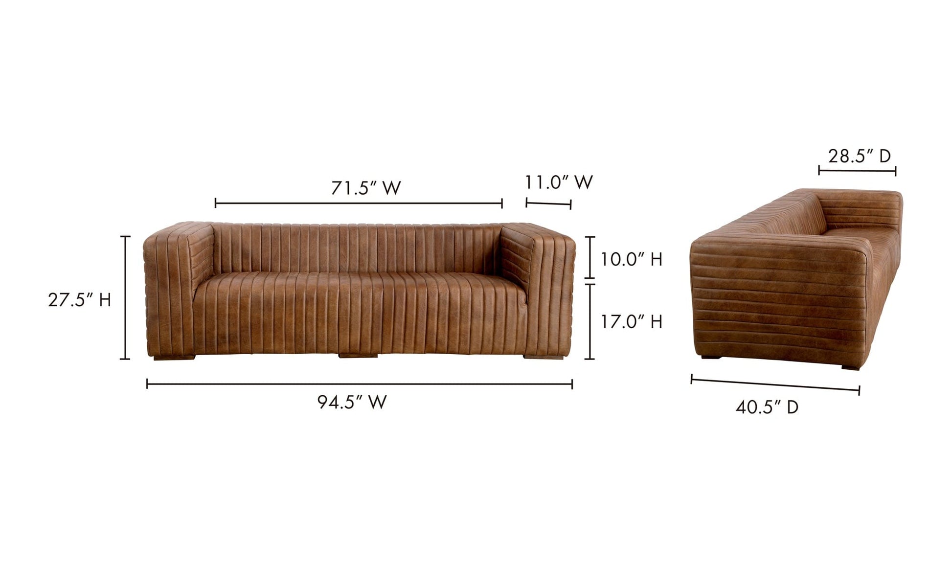 Moe's CASTLE SOFA- LIGHT BROWN Organic Bookshelf Slab with Glass Shelves