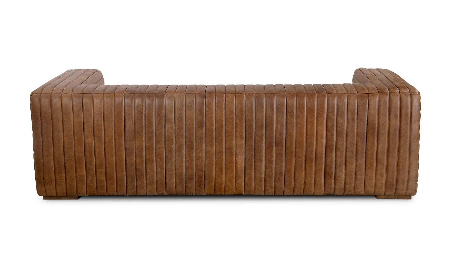 Moe's CASTLE SOFA- LIGHT BROWN Organic Bookshelf Slab with Glass Shelves