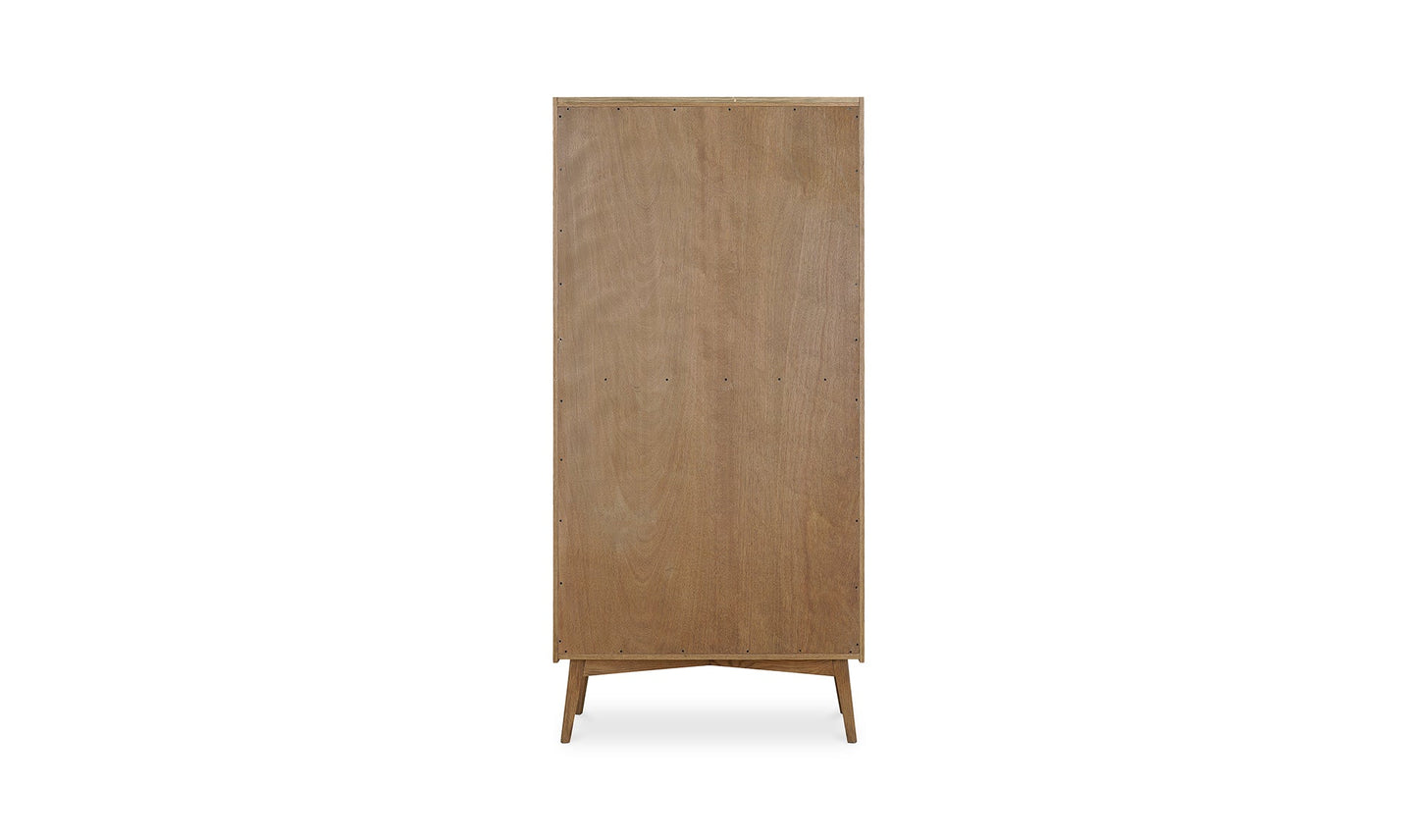 Moe's CHARLTON TALL CABINET Organic Bookshelf Slab with Glass Shelves