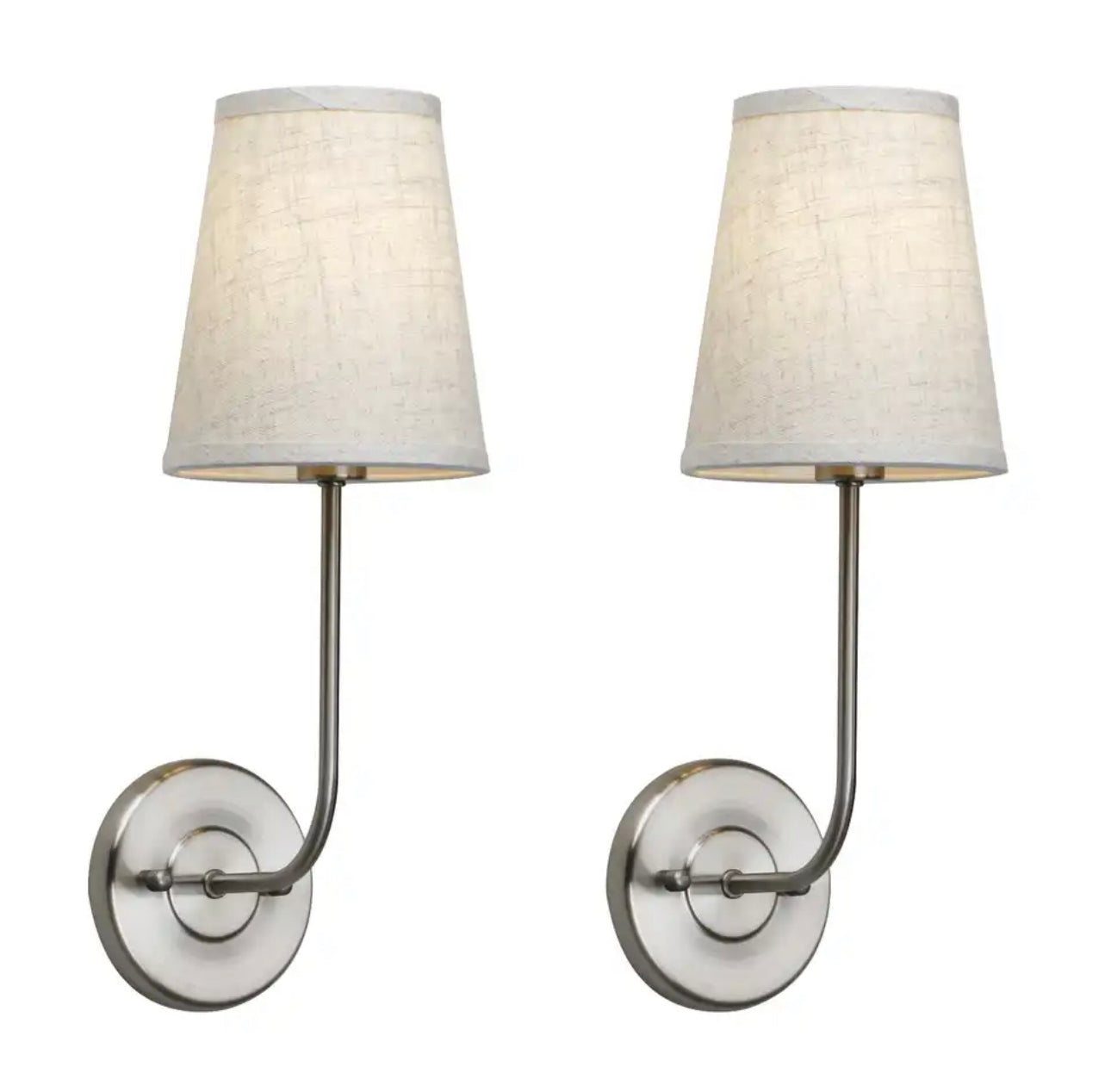 Country Industrial Wall Lamps with Flared Linen Shades