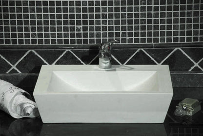 TCSC | Classic White Limestone Rectangular Above Vanity Bathroom Sink Honed (W)16" (L)20" (H)4"