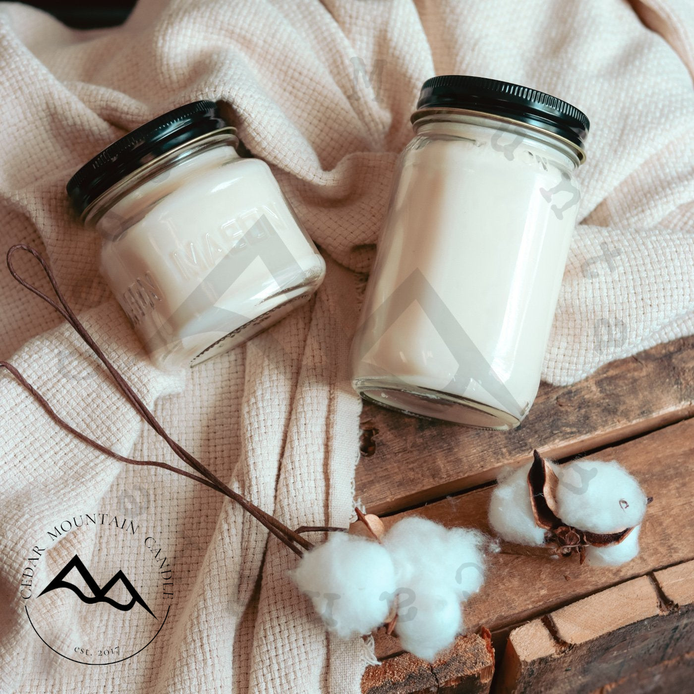 13 oz Clear Mason Jar Soy Candle - Beach Linen