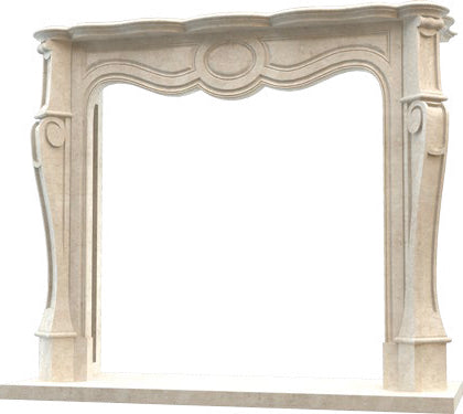 TCSC | Crema Marfil Marble French Villa Style Hand-carved Fireplace Surround (W)12" (L)48" (H)39.5"