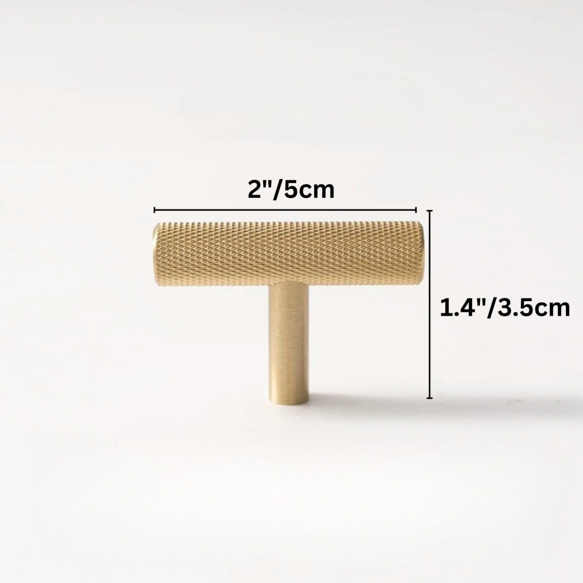 Residence Supply T Knob: 2" x 1.4" / 5 x 3.5cm / Satin Brass Cucao Knob & Pull Bar