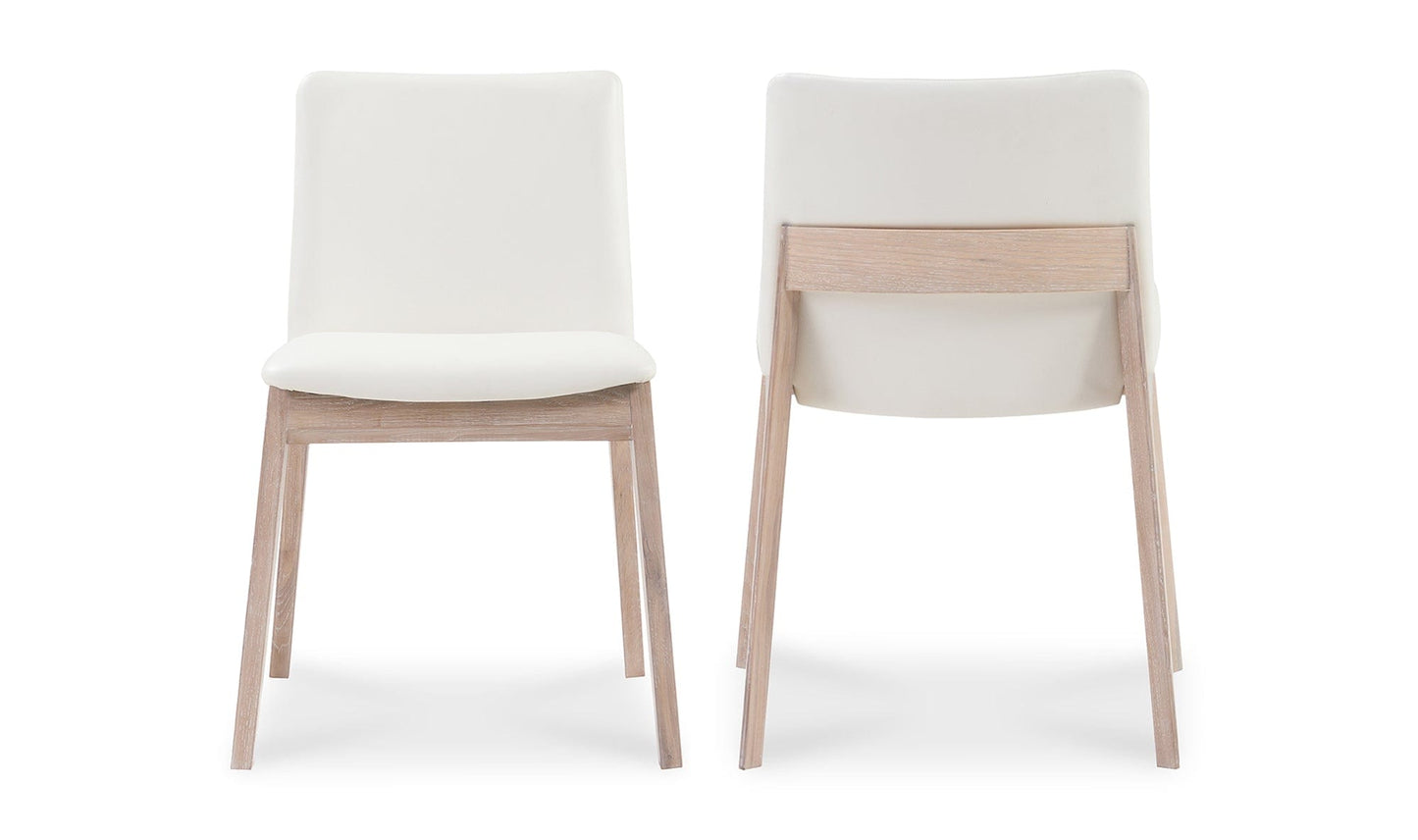 Moe's DECO OAK DINING CHAIR CREAM WHITE- SET OF TWO