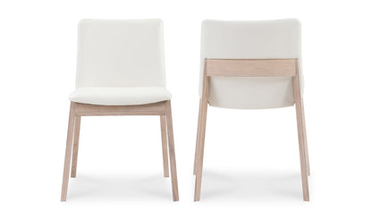 Moe's DECO OAK DINING CHAIR CREAM WHITE- SET OF TWO