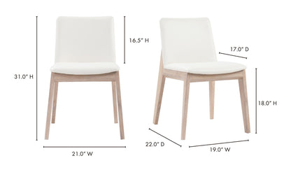 Moe's DECO OAK DINING CHAIR CREAM WHITE- SET OF TWO