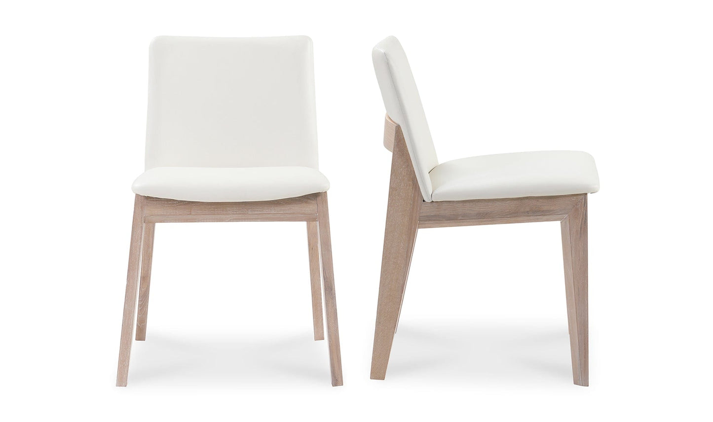 Moe's DECO OAK DINING CHAIR CREAM WHITE- SET OF TWO