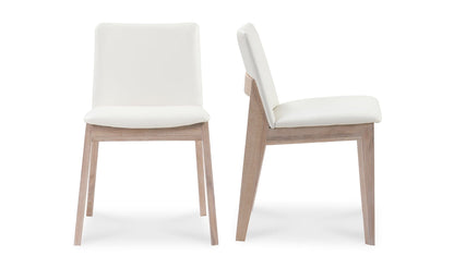 Moe's DECO OAK DINING CHAIR CREAM WHITE- SET OF TWO