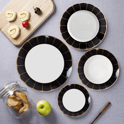 debelleo Dinnerware Nero 16-Piece Plate Set Serves 4