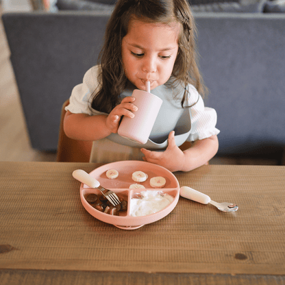 bug + bean kids dinnerware Silicone Cup with Lid + Straw