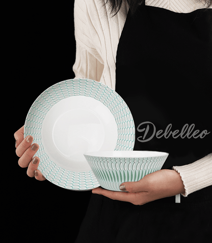 debelleo Dinnerware Verte 16-Piece Plate Set Serves 4