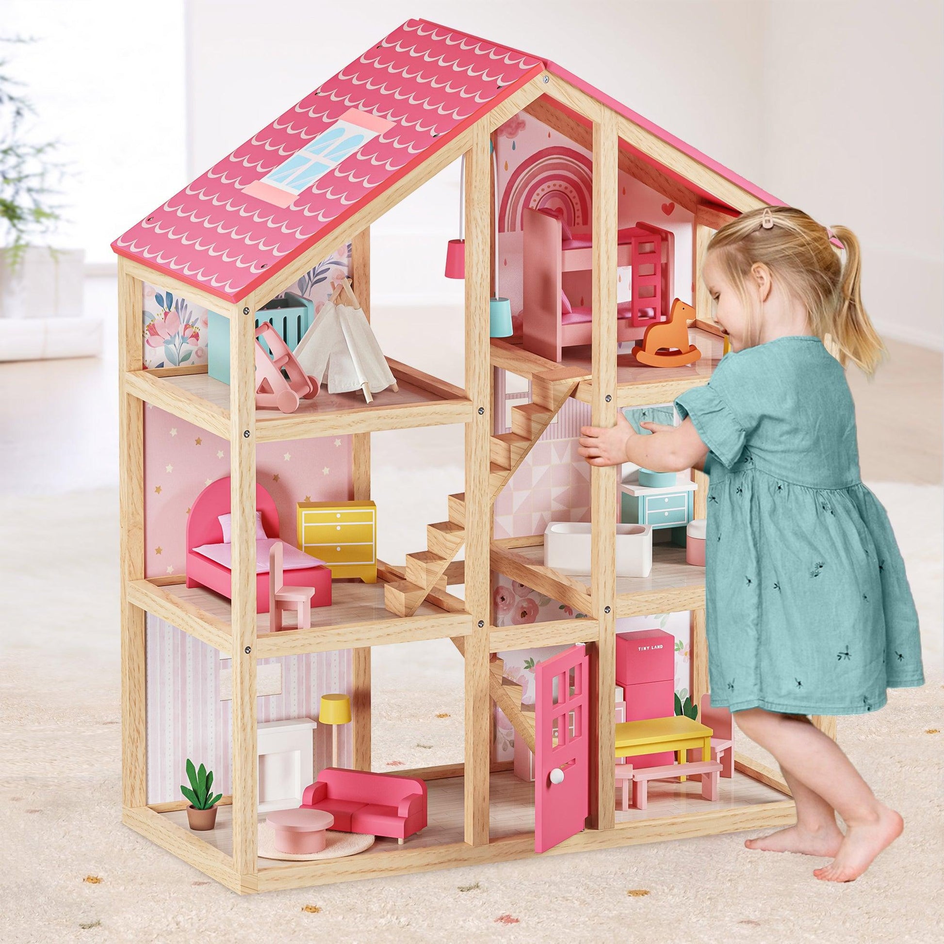 Tiny Land Dollhouse Tiny Land® Love Dollhouse with 30 Furniture