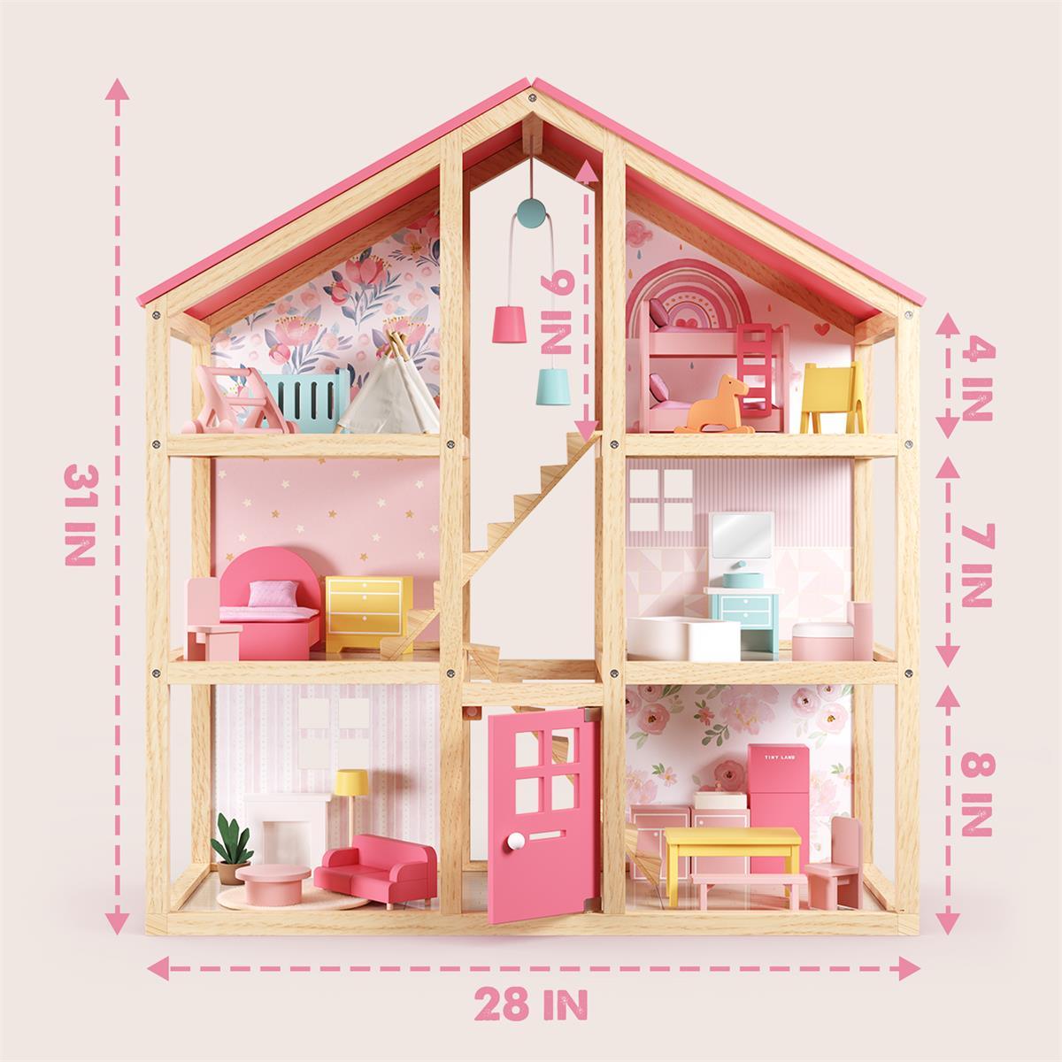 Tiny Land Dollhouse Tiny Land® Love Dollhouse with 30 Furniture