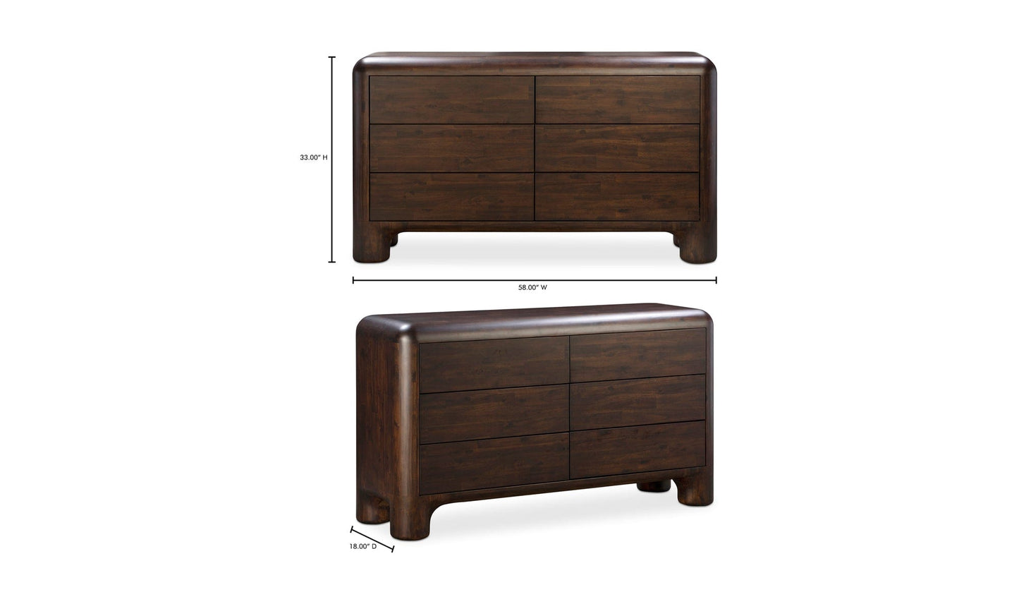 Moe's Dressers ROWAN 6 DRAWER DRESSER DARK BROWN