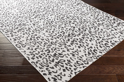 Alderbury White Leopard Print Rug.