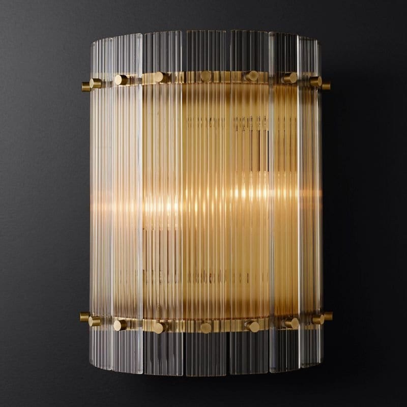 Residence Supply Small - 9.2" x 4.7" x 16.7" / 23.4cm x 12cm x 42cm - 80W / Warm White (3000K) / Antiqued Brass Eikon Round Wall Sconce