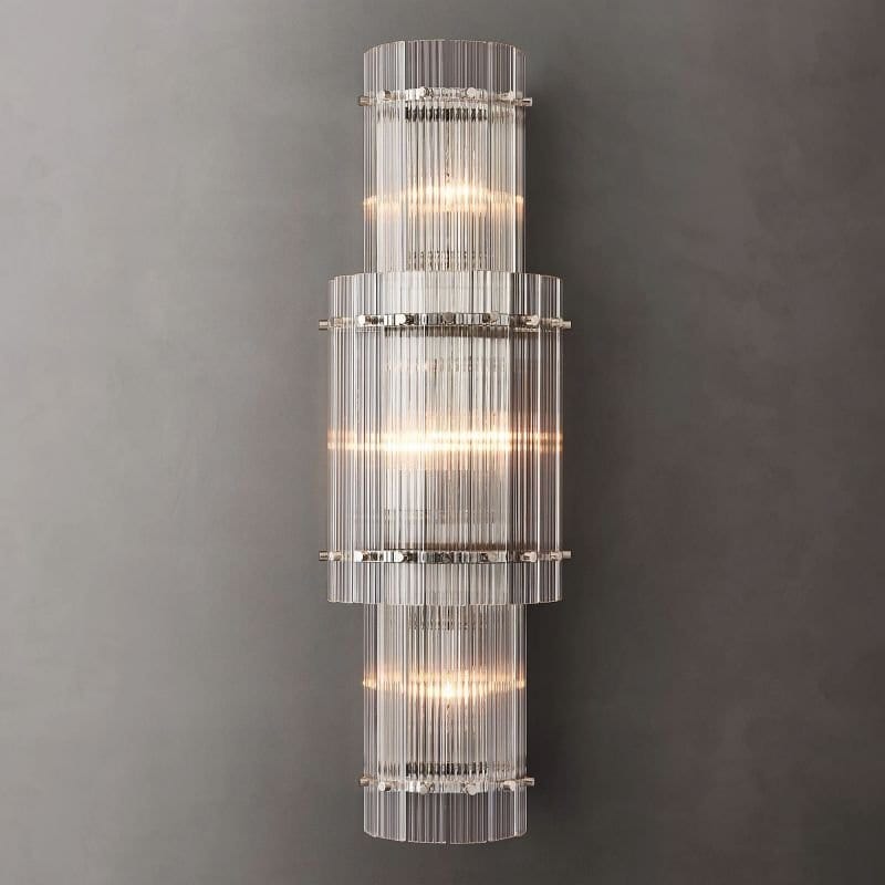 Residence Supply Large - 12.7" x 7.5" x 37.7" / 32cm x 19cm x 95.6cm -160W / Warm White (3000K) / Polished Nickel Eikon Round Wall Sconce