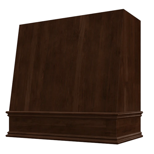 Riley & Higgs Espresso Wood Range Hood With Angled Front and Decorative Trim - 30", 36", 42", 48", 54" and 60" Widths Available