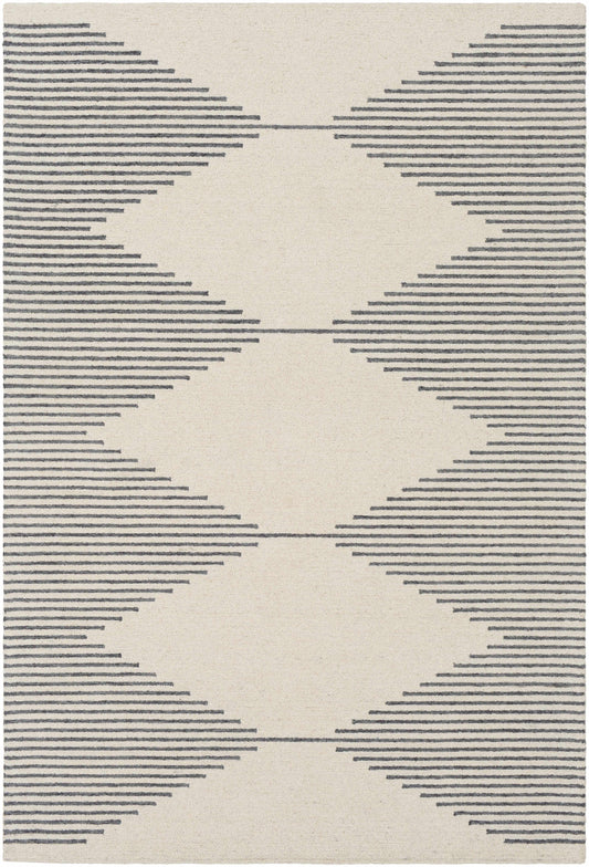 Clapham Beige Diamond Wool Rug.